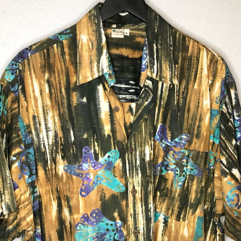 Island Man mens tropical button down camp shirt XL